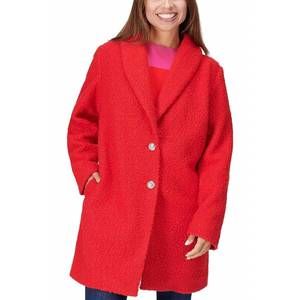 NEW GIRL WITH CURVES COLLECTION sherpa coat in cherry red